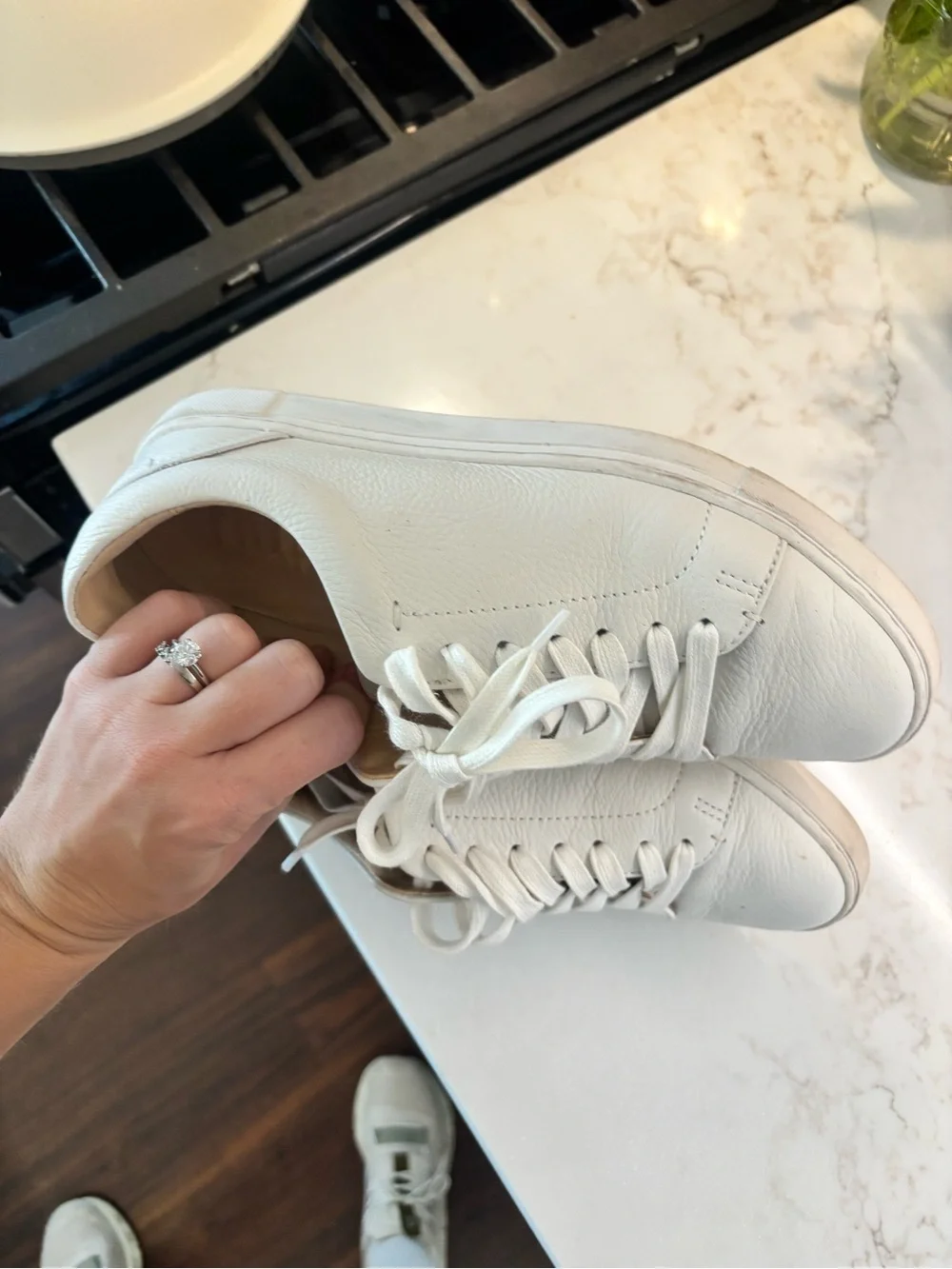 Frye White Leather Low-Top Sneakers